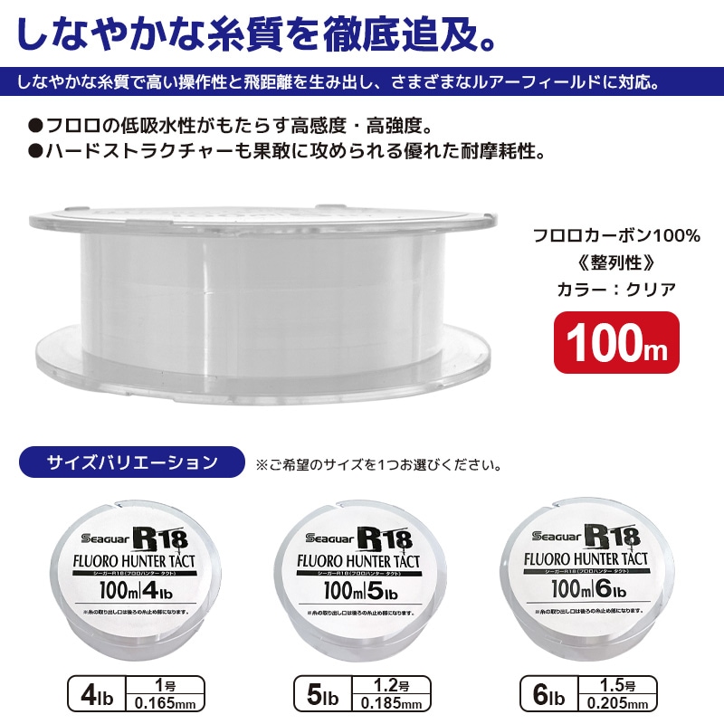 クレハ シーガーR18 フロロハンター タクト 100m クリア