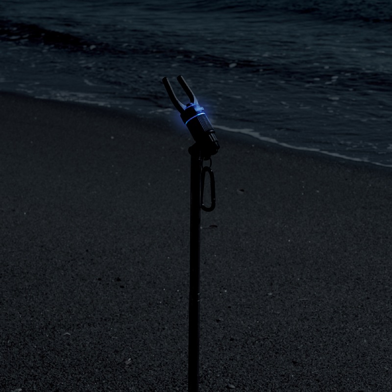 ライティングロッドスタンド 光る 竿立て 釣り 砂浜 コンパクト 持ち運び カラビナ付 ブルーLED ナイトサーフ ロッドホルダー 約900mm 収納約290mm LR44対応 U35 VISOA ビソア 槌屋ヤック 取り寄せ商品