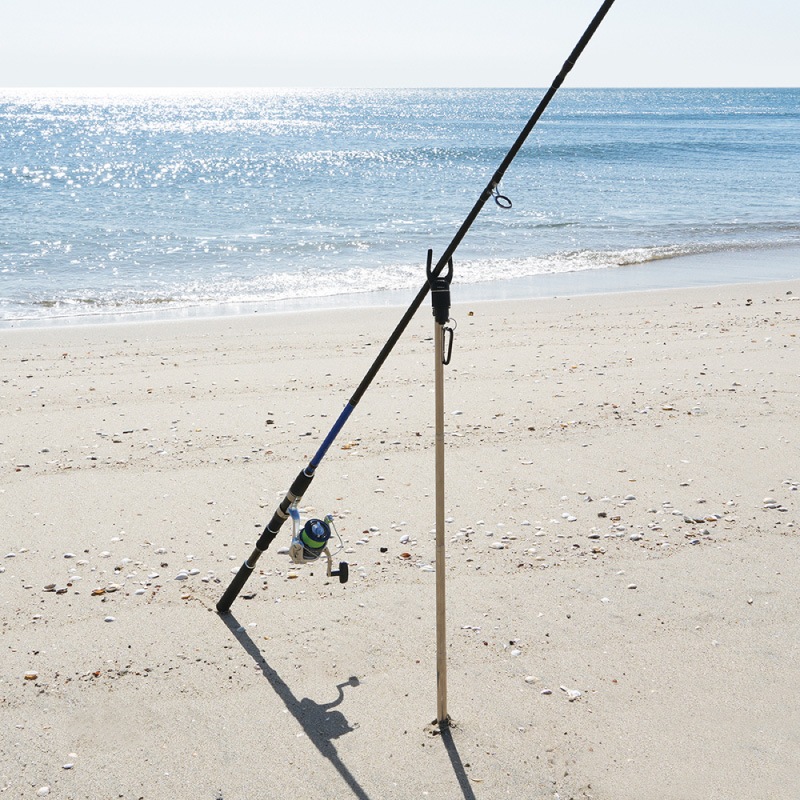 ライティングロッドスタンド 光る 竿立て 釣り 砂浜 コンパクト 持ち運び カラビナ付 ブルーLED ナイトサーフ ロッドホルダー 約900mm 収納約290mm LR44対応 U35 VISOA ビソア 槌屋ヤック 取り寄せ商品