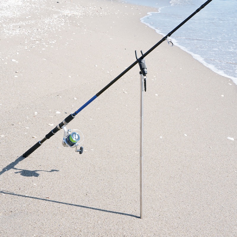 ライティングロッドスタンド 光る 竿立て 釣り 砂浜 コンパクト 持ち運び カラビナ付 ブルーLED ナイトサーフ ロッドホルダー 約900mm 収納約290mm LR44対応 U35 VISOA ビソア 槌屋ヤック 取り寄せ商品