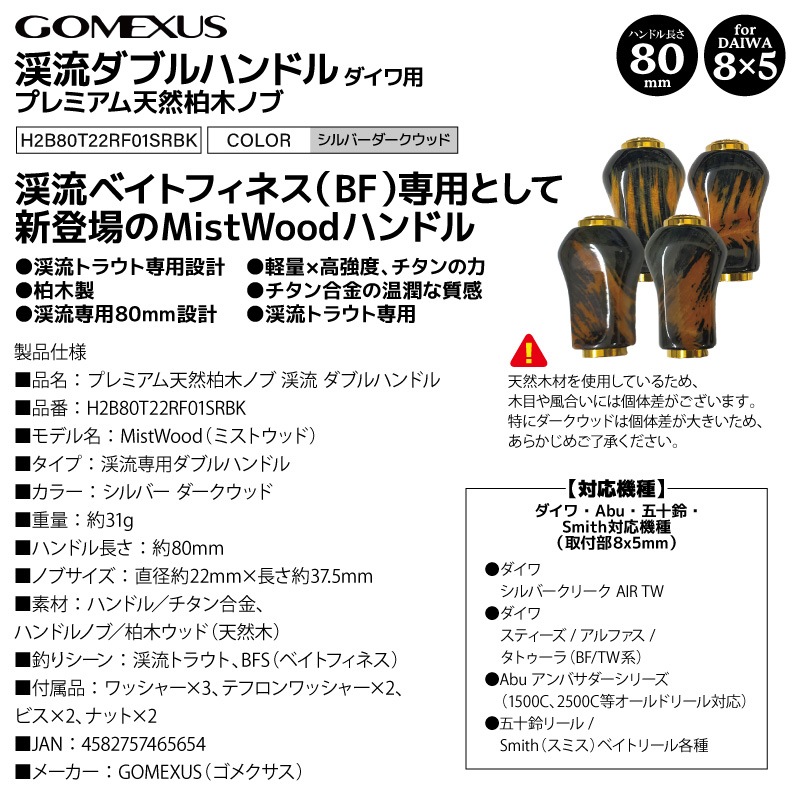 ゴメクサス ダブルハンドル リール シルバー ダークウッド 渓流 ベイト