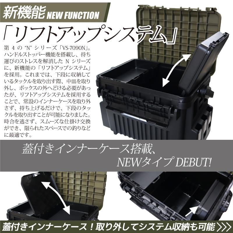 メイホウ ランガンシステムボックス 釣り VS-7090N グリーンツートン ロッドスタンド2本付き 3点セット MEIHO VERSUS