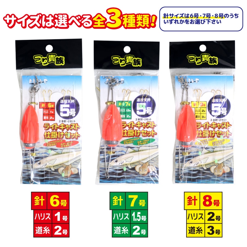 5/23まで　釣具セット5万円相当分 ライトキャスト仕掛けセット 釣り 遠投天秤5号 2本針×2セット つり貴族