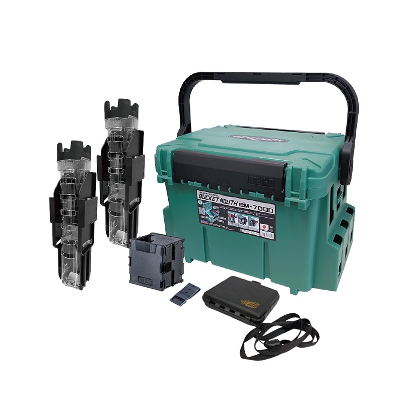 メイホウ バケットマウス BM-7000 グリーン + ロッドスタンド2本 + オリコンドリンクホルダーBM + 小物ケース VS-320 5点セット 釣り 明邦化学工業