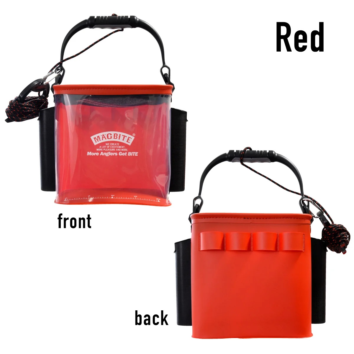 水汲み バケツ 釣り 透明 蓋付き ロープ付き ロッドホルダー 魚が