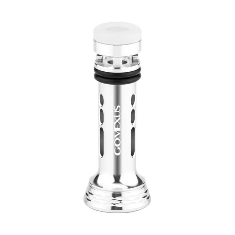 ゴメクサス リールスタンド R4 S050SR シルバー フックキーパー付 先端蓄光 48mm 全長50mm シマノ対応 スピニングリール アルミ製 リールガード リールカスタムパーツ フック掛け穴付き 軽量 リール保護 傷防止 GOMEXUS