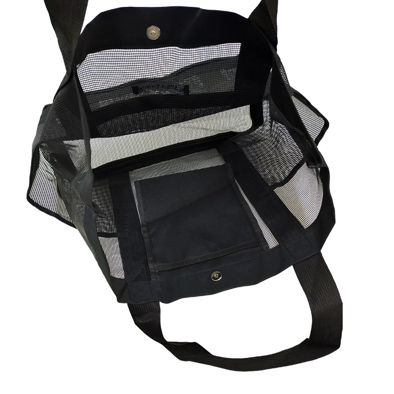 メッシュトートバッグ ブラック 約49×33cm マチ約15cm 釣り フィッシング FJ-D810 ファインジャパン