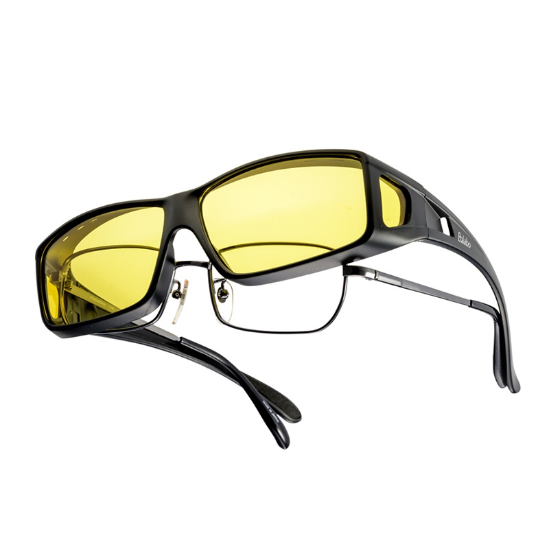 夜間対応 偏光機能 オーバーグラス 釣り メンズ UVカット ブルー光カット ナイトホーク サンカバー TKX 冒険王 夜間対応レンズ 布袋&メガネ拭き付