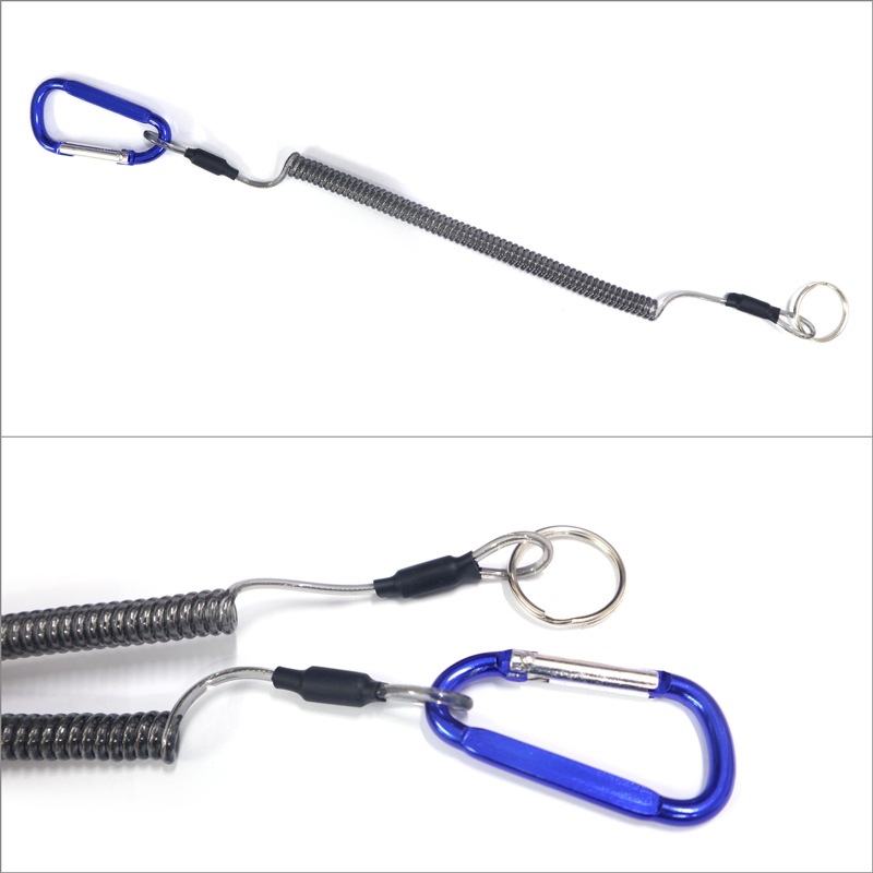 カラビナ付 スパイラルコード Lサイズ 1本 カラーおまかせ KP-459 WAVE GEAR 釣り クリアランス価格