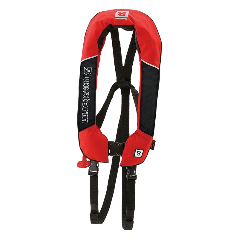 ライフジャケット 子供用 桜マーク付き ブルーストーム 自動膨張式 タイプA 救命胴衣 小児用 釣り BSJ-8420RS 2.0 カイ 海 川遊び 堤防 船 サスペンダータイプ コーデュラ 15-40kg未満 ウエスト 45-90cm 高階救命器具