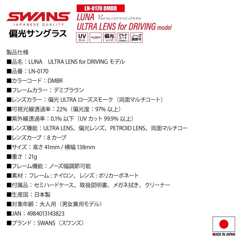 Rua KE-NON 本体 + 3つのヘッド + サングラス + 説明書 スワンズ 調光偏光サングラス LUNA LN-0066 BRBK or LN-0170 DMBR UV