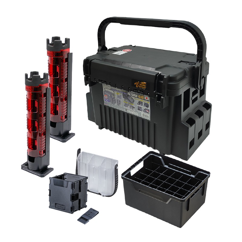 メイホウ ランガンシステムボックス 釣り VS-7090N ブラック ロッドスタンド2本 他 エギング 6点セット MEIHO VERSUS