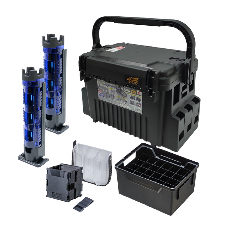 メイホウ ランガンシステムボックス 釣り VS-7090N ブラック ロッドスタンド2本 他 エギング 6点セット MEIHO VERSUS