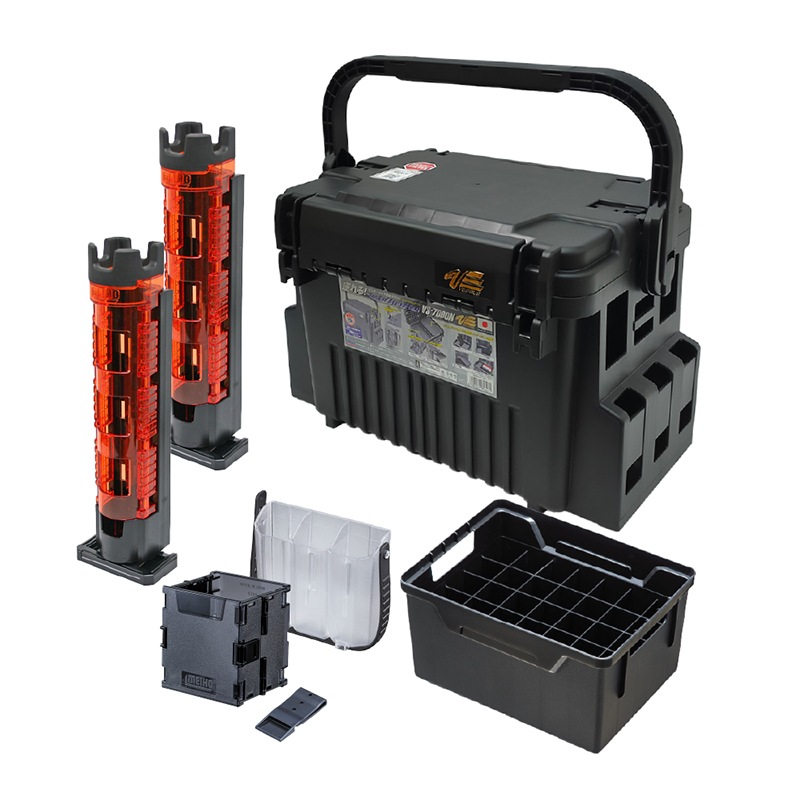 メイホウ ランガンシステムボックス 釣り VS-7090N ブラック ロッドスタンド2本 他 エギング 6点セット MEIHO VERSUS