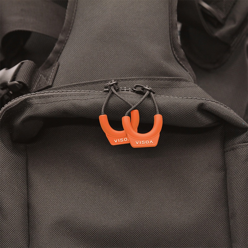 ジッパープル ジッパータブ オレンジ 3個入 ファスナー引き手 交換 後付け 開閉スムーズ 滑りにくい エラストマー アウトドア 釣り テント ジャケット バッグ バッカン 目印 UA29 VISOA ビソア 槌屋ヤック 取り寄せ商品