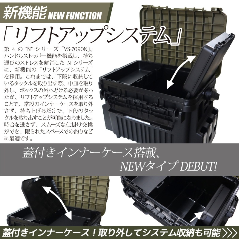 メイホウ ランガンシステムボックス 釣り VS-7090N グリーンツートン ロッドスタンド2本 + オリコンドリンクホルダーBM + 小物ケース VS-320 5点セット MEIHO