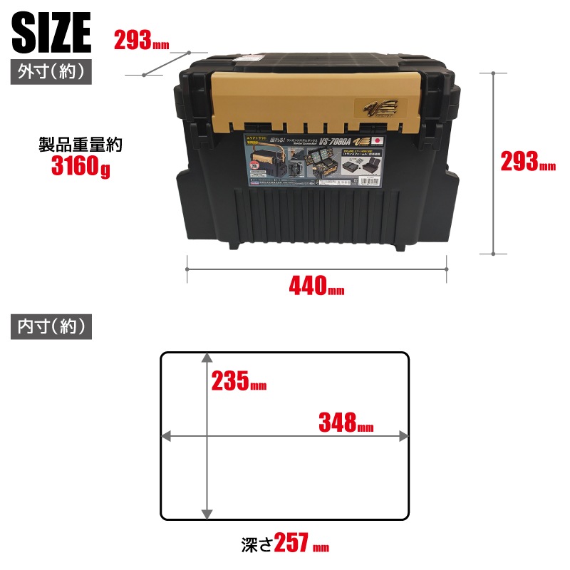 メイホウ ランガンシステムボックス VS-7090A ブラック×オーカー トランスフォームA標準装備 フラップボード + プラグハウス 3点セット 明邦 釣り MEIHO