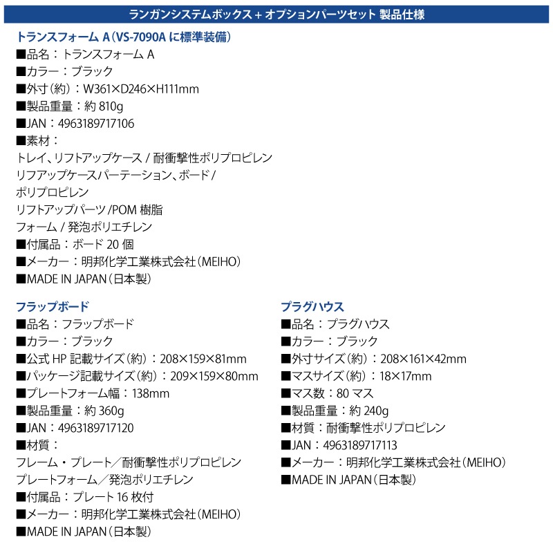 メイホウ トランスフォームA ブラック フラップボード + プラグハウス 3点セット 明邦化学工業 釣り MEIHO VERSUS