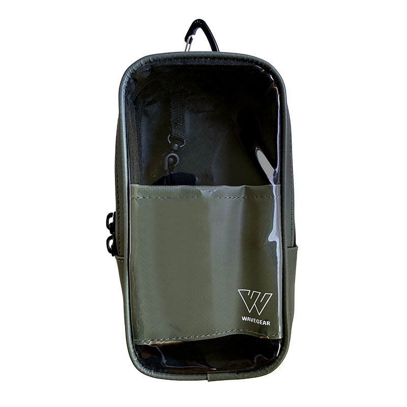 イージーポーチ 小物収納ポーチ 釣り WG-4433 カラビナ付 PVC素材 簡易防水 約10×20×4.5cm WAVE GEAR ウェーブギア