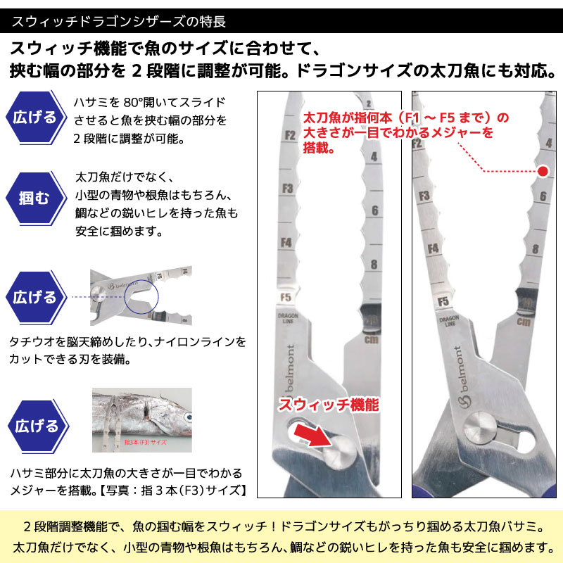 フィッシュグリップ 魚つかみ 太刀魚 ハサミ スウィッチドラゴン
