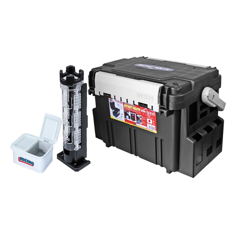 メイホウ バケットマウス BM-5000 ブラック 20L タックルボックス ロッドスタンドBM-300Light + オリコンドリンクホルダーBM付 3点セット 座れる 収納 ハードケース コンパクト ランガン 船釣り 堤防 ルアー 日本製 MEIHO