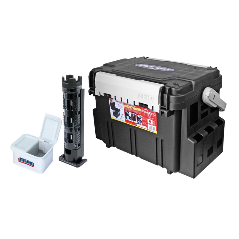 メイホウ バケットマウス BM-5000 ブラック 20L タックルボックス ロッドスタンドBM-300Light + オリコンドリンクホルダーBM付 3点セット 座れる 収納 ハードケース コンパクト ランガン 船釣り 堤防 ルアー 日本製 MEIHO