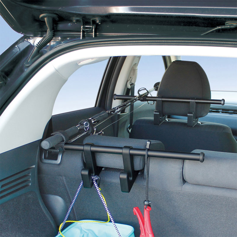 ヘッドレストバー ヘッドレストフック 車用 収納 マルチバー 車内収納 シートバック 後部座席 釣り具収納 2個使用で 釣り竿 積載 ロッド対応 フック付き 耐荷重5kg カー用品 RV69 VISOA ビソア 槌屋ヤック 取り寄せ商品