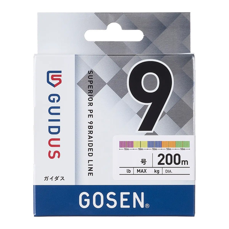 PEライン ゴーセン ガイダス 9本編み 200m マルチカラー 0.5 0.6 0.8 1 1.2 1.5 2号 GOSEN GUIDUS PE×9 釣り糸 高強度 日本製 感度 ライン リーダー アジング イカメタル エギング シーバス バス 投げ釣り 釣具