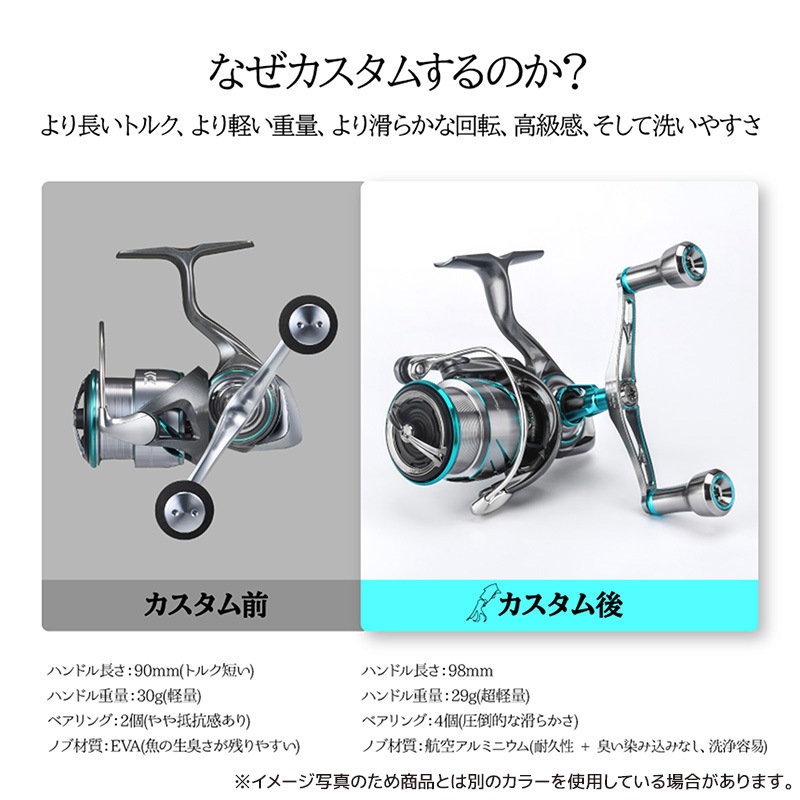 ゴメクサス エギング ダブルハンドル 超軽量 29g Air Sense 98 シルバー ダイワ用 スピニングリール カスタムハンドル 超々ジュラルミン 98mm シルバー 交換 カスタムパーツ イカ 釣り GOMEXUS H2S98YA0220A02TNEM2