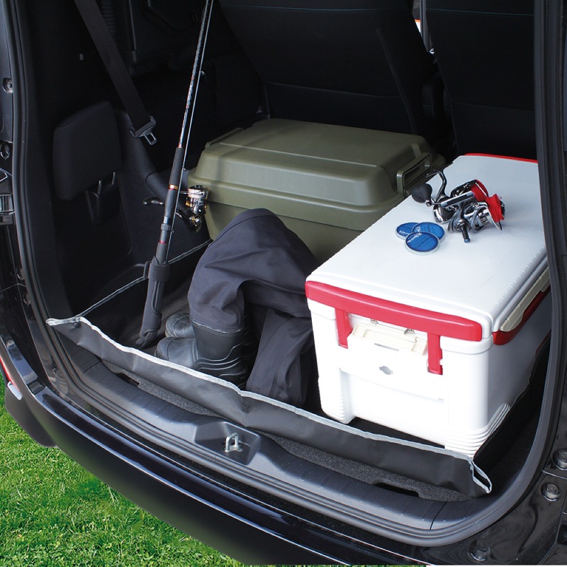 立体トランクシートL 防水 汎用 車 ラゲッジマット トランクマット トレイ型 SUV ミニバン 後部座席 背面 床 保護 アウトドア 釣り 荷物 積載 汚れ防止 折りたたみ ブラック UA9 VISOA ビソア 槌屋ヤック 取り寄せ商品