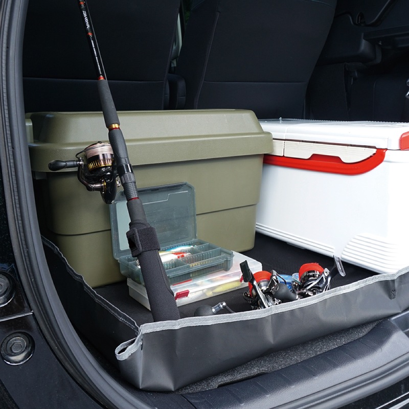 立体トランクシートL 防水 汎用 車 ラゲッジマット トランクマット トレイ型 SUV ミニバン 後部座席 背面 床 保護 アウトドア 釣り 荷物 積載 汚れ防止 折りたたみ ブラック UA9 VISOA ビソア 槌屋ヤック 取り寄せ商品