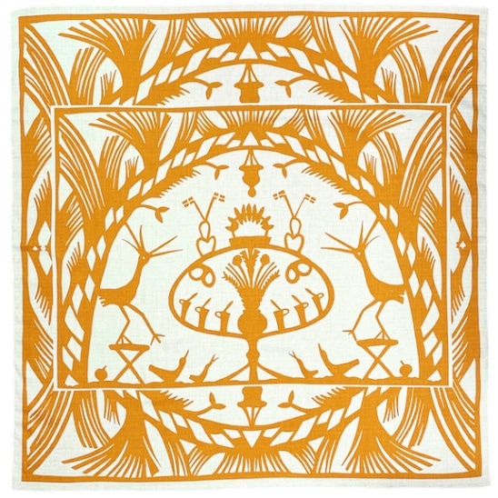 アグネータ・フロック オレンジ色 風呂敷 鳥のパーティー【ネコポス