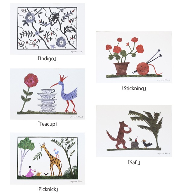 �����͡������ե��å����ݥ��ȥ����ɡ�����5�祻�åȡ�Indigo��Stickning��Teacup��Saft��Picknick��