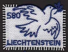 「平和の鳩」刺繍切手（リヒテンシュタイン,2025年）