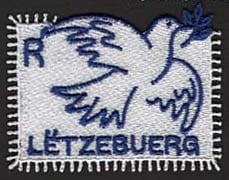 「平和の鳩」刺繍切手（ルクセンブルク,2025年）