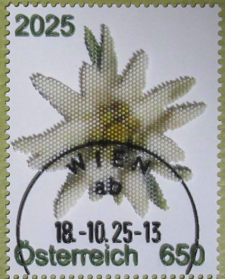 3Dプリント切手「消印付」（オーストリア,2025年）