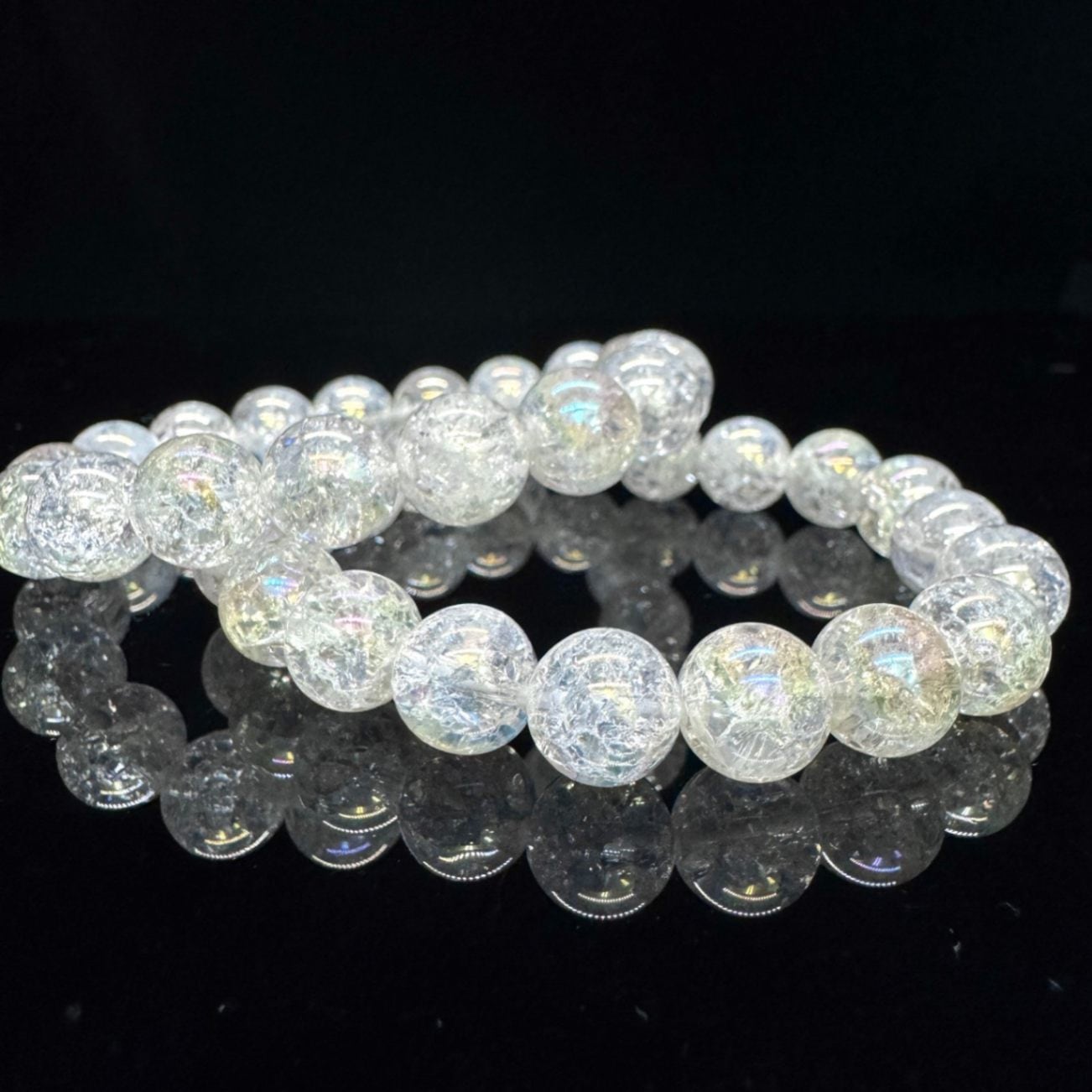 アクアオーラブレスレット 12mmカット 内径16cm シャボンカラーアクアオーラクォーツ 12mm ブレスレット