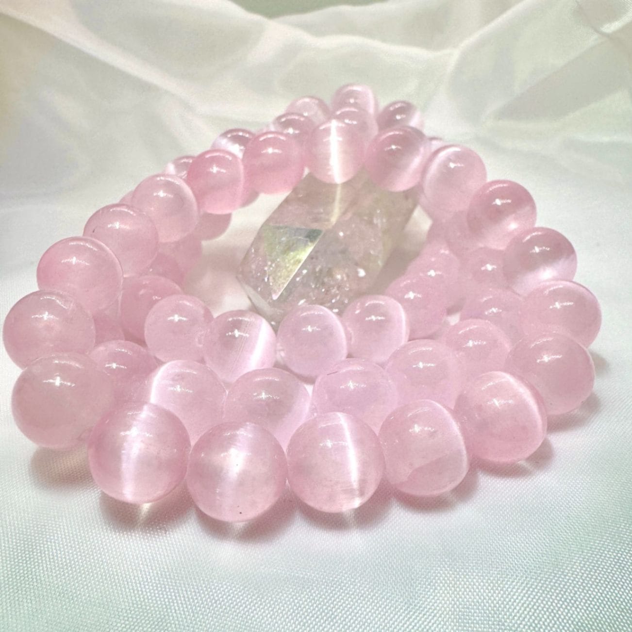 セレナイトキャッツアイ　天然石ブレスレット キャッツアイセレナイト 14mm ブレスレット｜Arancia Stone