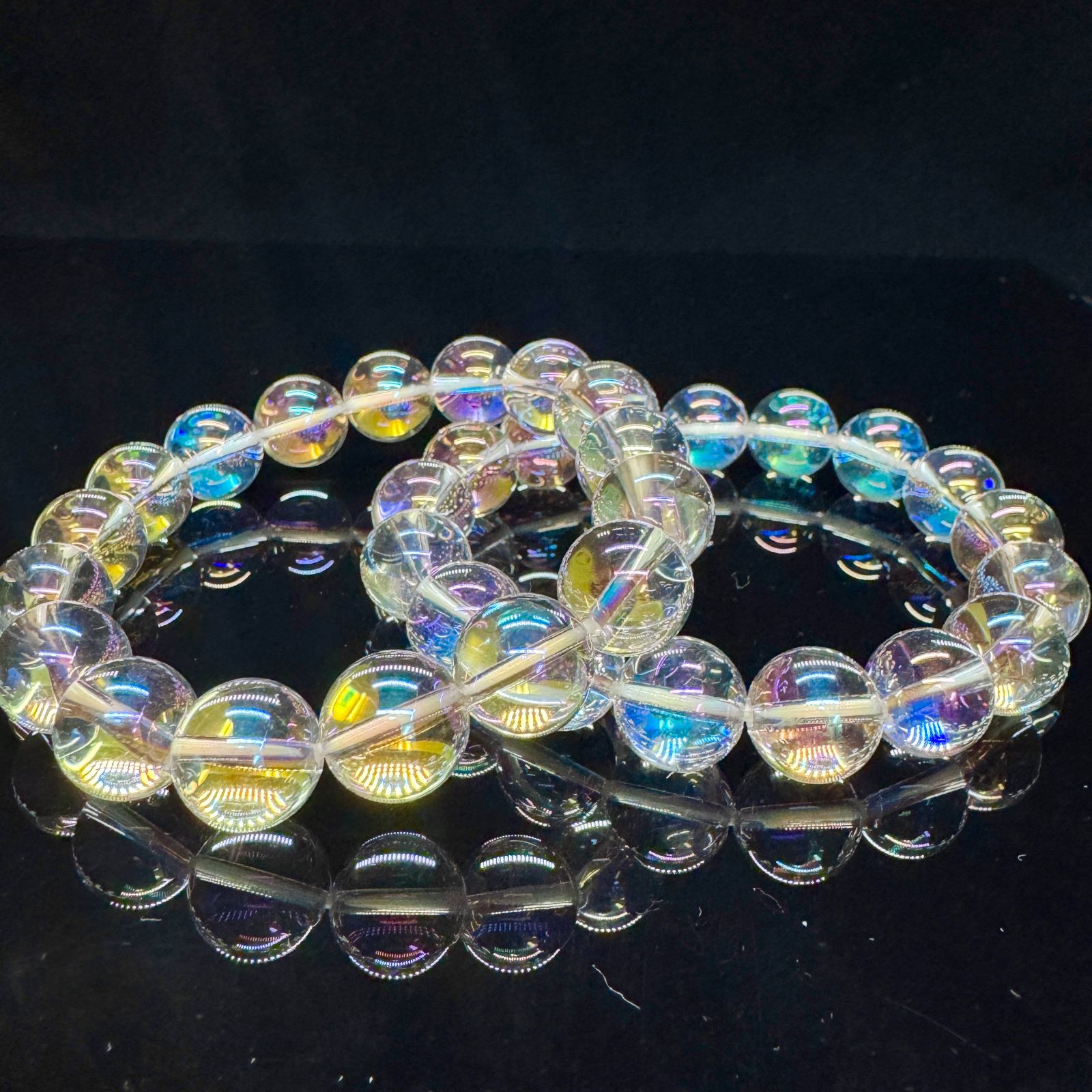 アクアオーラブレスレット 12mmカット 内径16cm シャボンカラーアクアオーラクォーツ 12mm ブレスレット