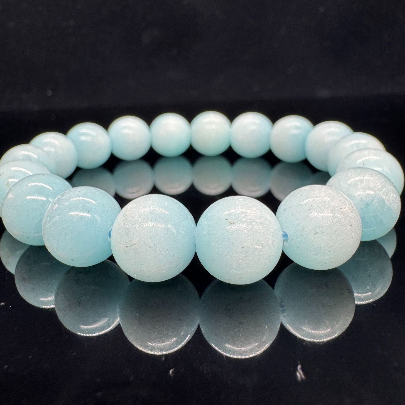 パワーストーン　ブレスレット　アラゴナイト　10mm 天然石ブレス 開運　浄化　数珠ブレス メンズ　レディース 10mmアラゴナイトと水晶の天然石ブレスレット（内周16cm、ゴム紐