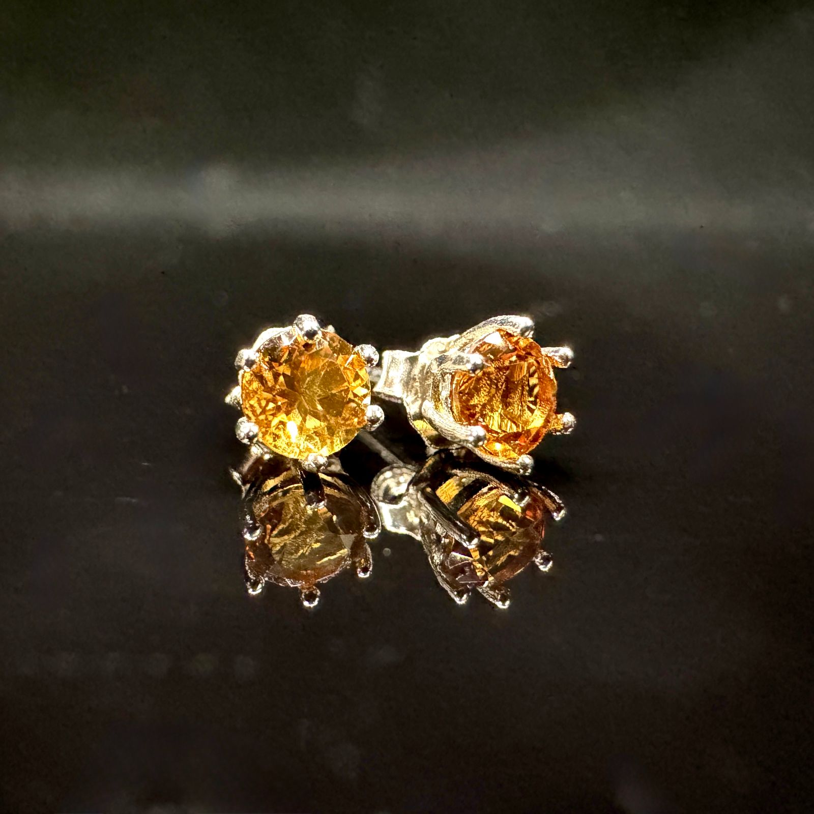 シトリン SV925 ピアス ラウンド｜Arancia Stone アランシアストーン