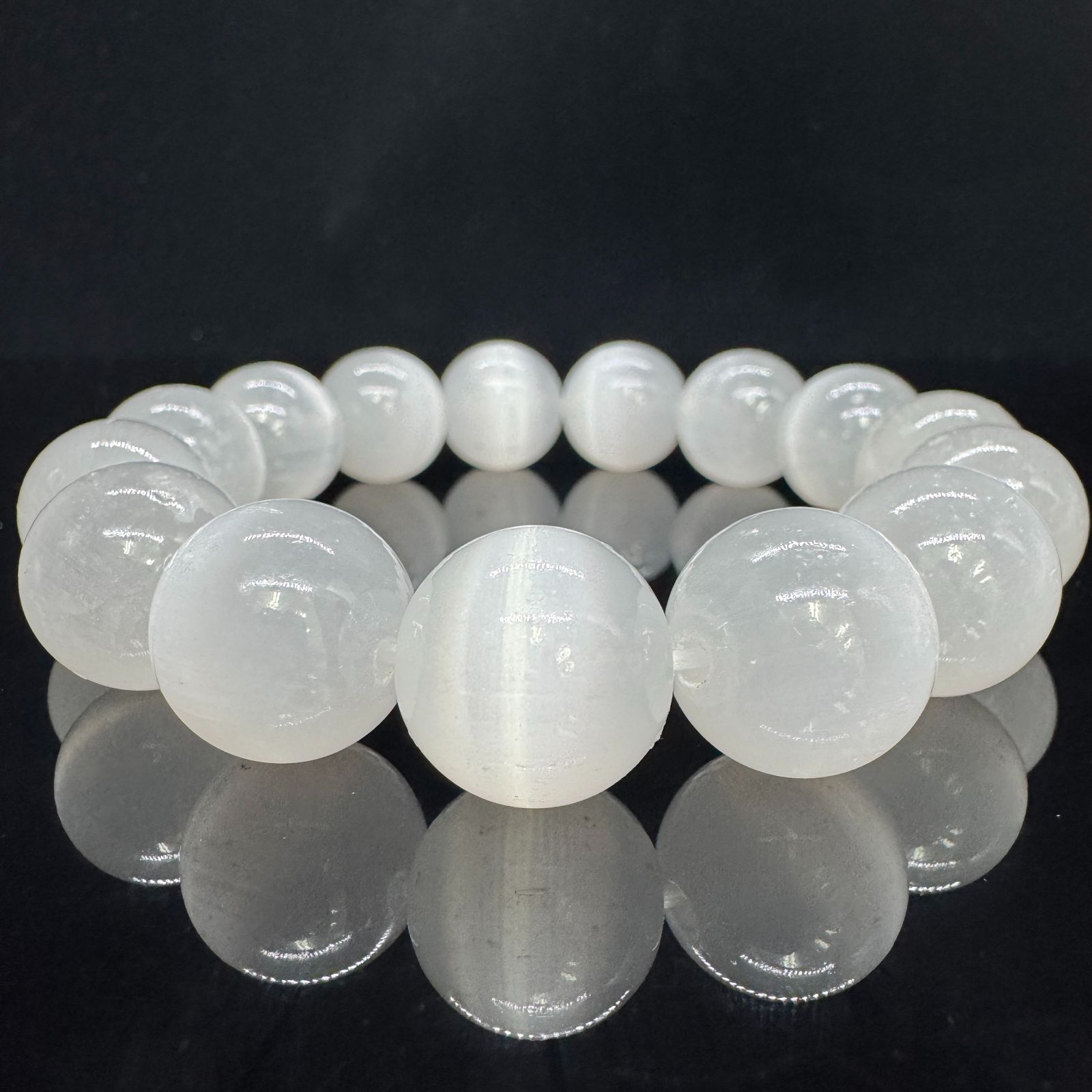 セレナイトキャッツアイ　天然石ブレスレット キャッツアイセレナイト 14mm ブレスレット｜Arancia Stone