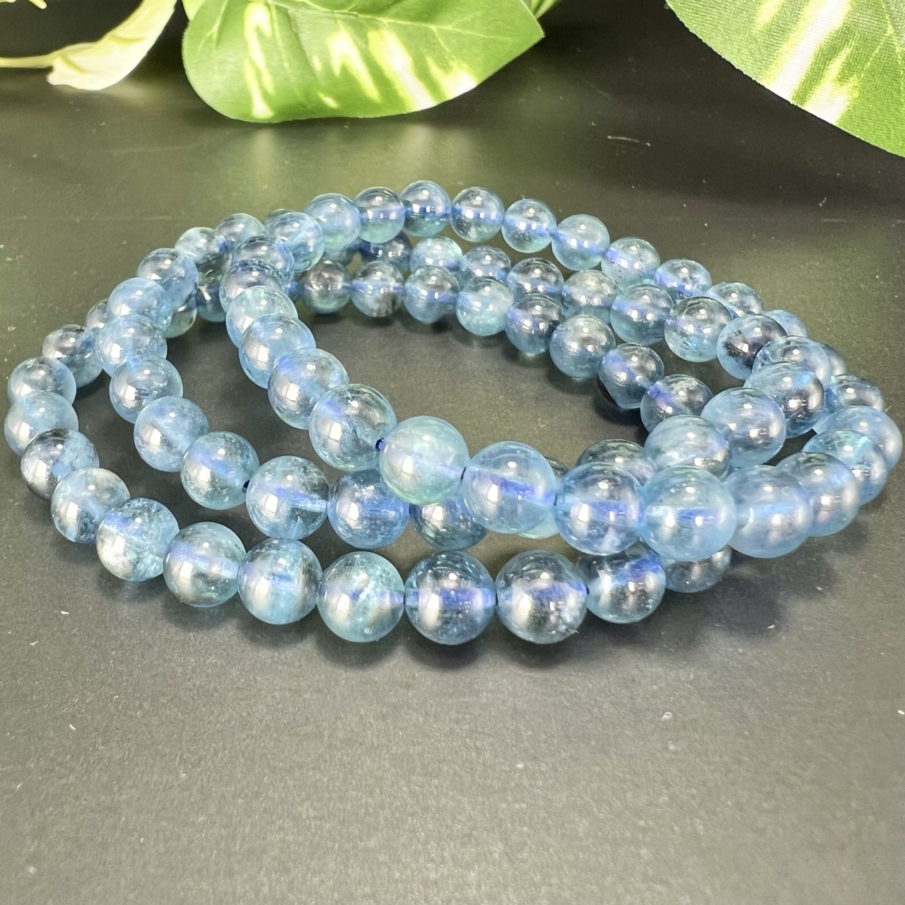 高品質】シラー入り モスアクアマリン 8mm ブレスレット｜Arancia