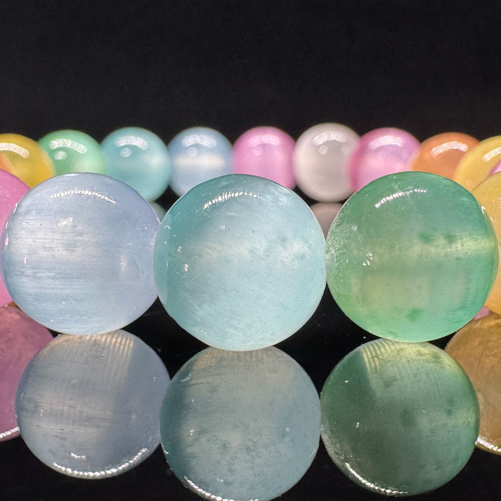 セレナイトキャッツアイ　天然石ブレスレット キャッツアイセレナイト 14mm ブレスレット｜Arancia Stone