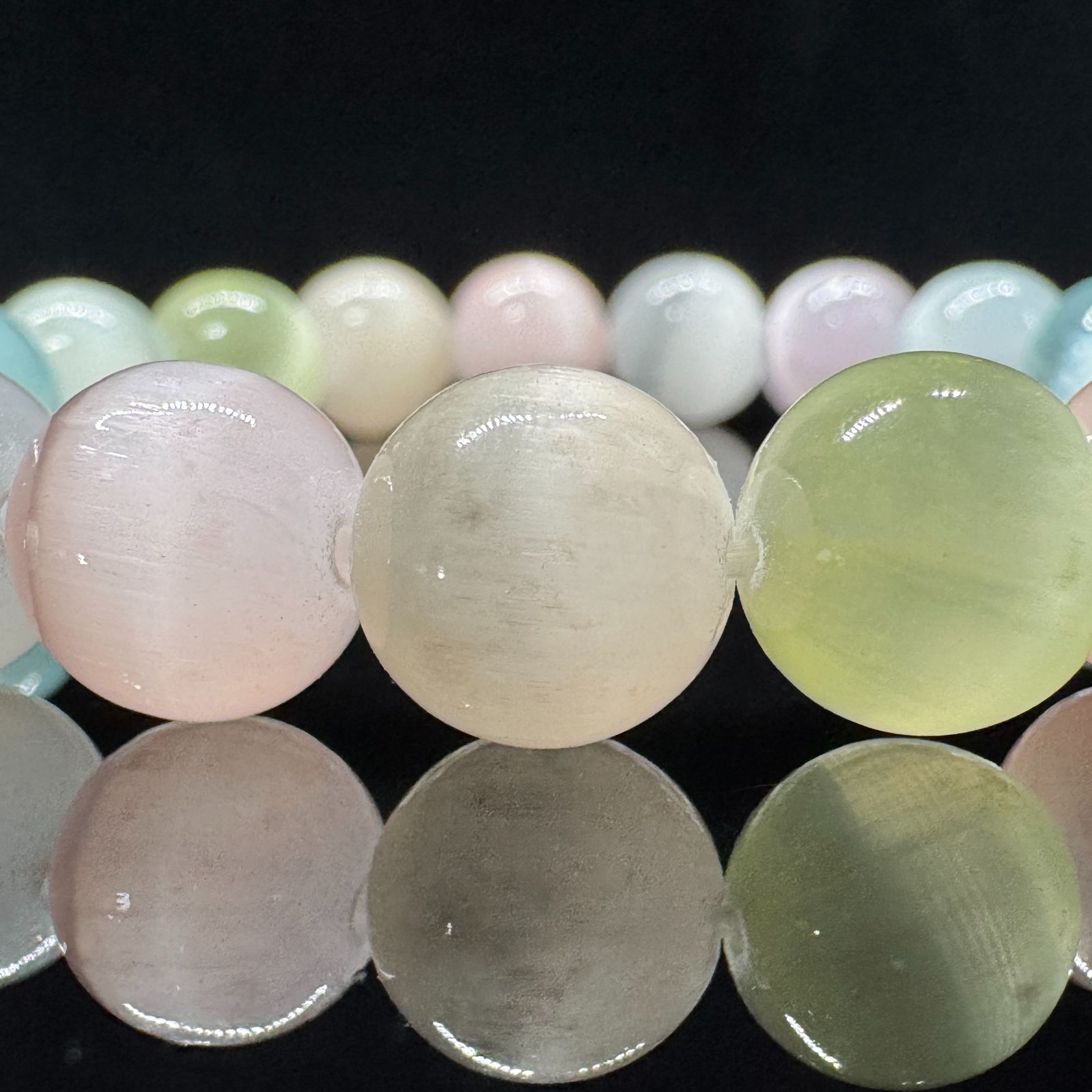 キャッツアイパステルレインボーセレナイト 10mm ブレスレット