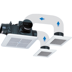 【送料無料】高須産業 強制排気用 24時間換気対応 格子パネルタイプ 天井用換気扇 3室同時換気タイプ TK-225R3L