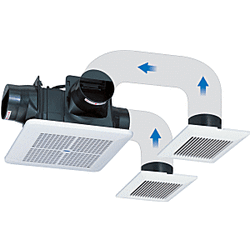 【送料無料】高須産業 強制排気用 24時間換気対応 格子パネルタイプ 天井用換気扇 3室同時換気タイプ TK-225R3L1