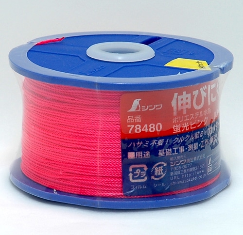シンワ測定 ポリエステル水糸 リ-ル巻 太 0.8mm 270M 蛍光ピンク 78480