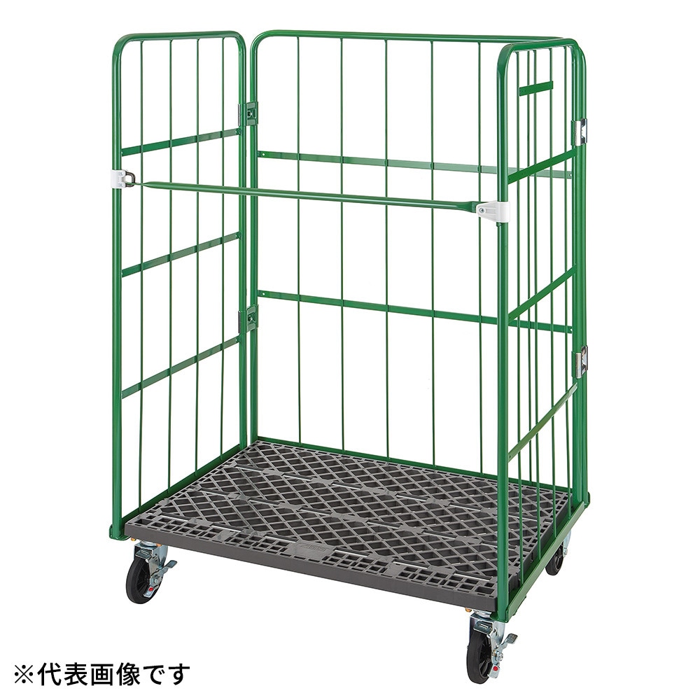 【法人限定】ナンシン カゴ車 W1100×D800×H1700mm RC-P-5C 底板樹脂タイプ グリーン 【メーカー直送・代引不可・置配不可・配送地域限定】