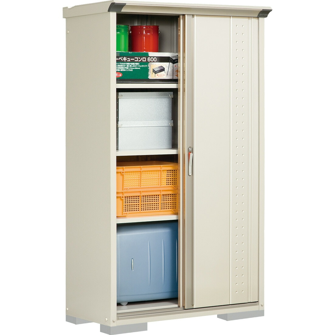 【送料無料】タクボ 小型物置 グランプレステージジャンプ GP-115AFMW ムーンホワイト 全面棚タイプ 【メーカー直送・代引不可・置配不可・配送地域限定】